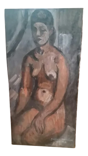 1950s Vintage Signed Nude Oil on Canvas Painting, Unframed