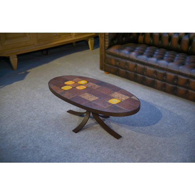 Stone Coffee Table in Lava Stone and Ceramic by Jean Jaffeux, 1960s For Sale - Image 7 of 10