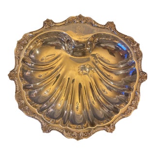 Vintage Poole Silver Co Old English Large Footed Shell Dish Griffin Crest For Sale