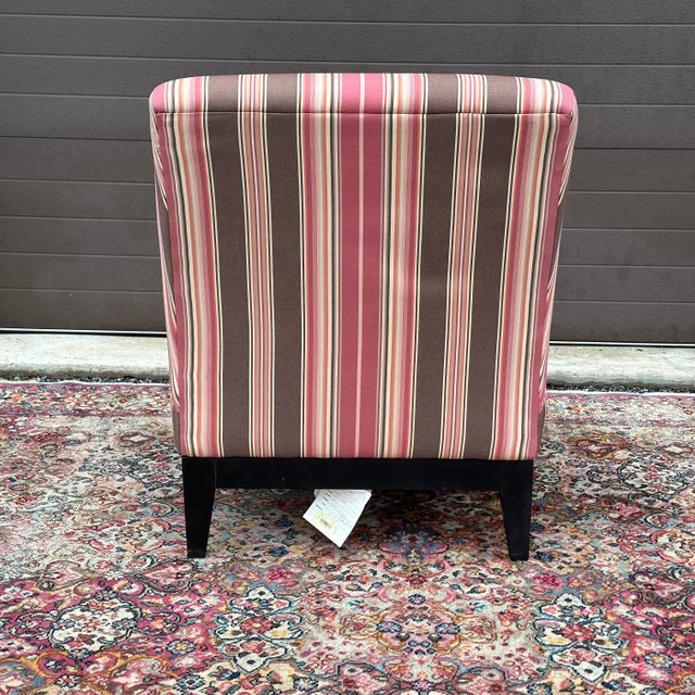 Wood Vintage Mitchell Gold Striped Slipper Chair For Sale - Image 7 of 13