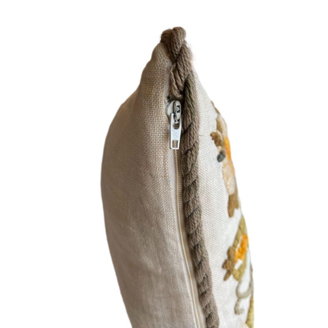 Vintage Embroidered Floral Pillow For Sale - Image 4 of 7