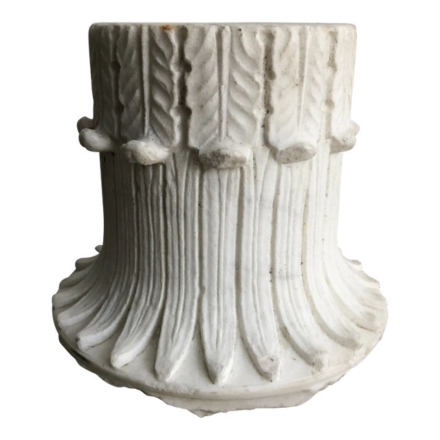 Antique Early 19th Century French Marble Egyptian Revival Column Capital Artifact For Sale