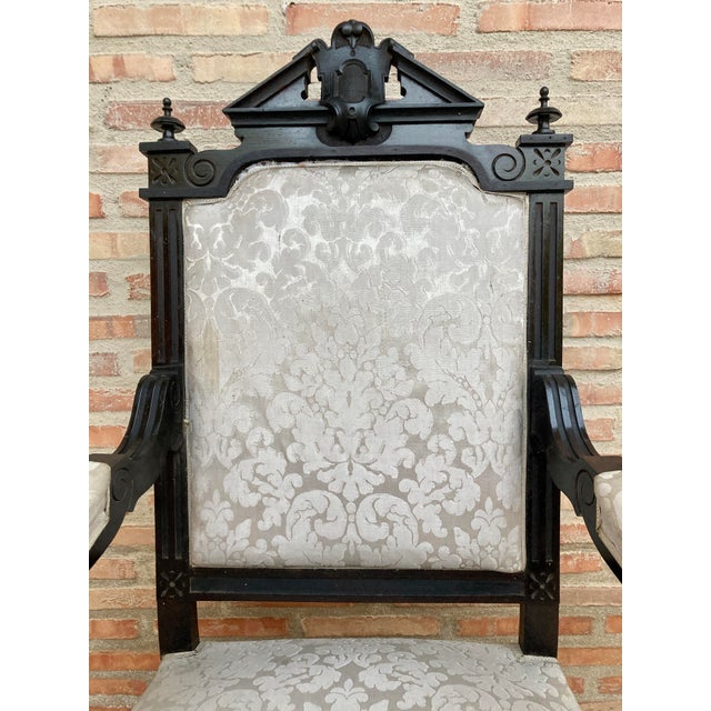 Alphonsine Living Room Set in Ebonized Wood, 1900s, Set of 3 For Sale - Image 12 of 18