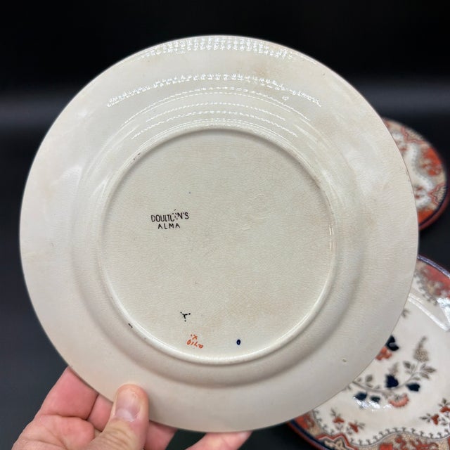 Ceramic A Set of 4 Antique Doulton’s Alma Pattern Plates, Circa 1880’s For Sale - Image 7 of 12