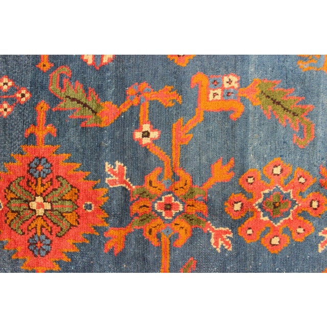 Early 20th Century Early 20th Century Antique Turkish Oushak Rug in Vibrant Blue Red Green With All-Over Design For Sale - Image 5 of 12