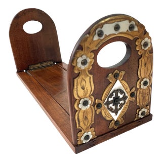 Antique Victorian Walnut & Brass Mounted Sliding Bookends For Sale