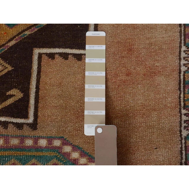 Vintage Persian Karabakh Colorful Worn Down Hand Knotted Oriental Runner Rug For Sale - Image 4 of 8