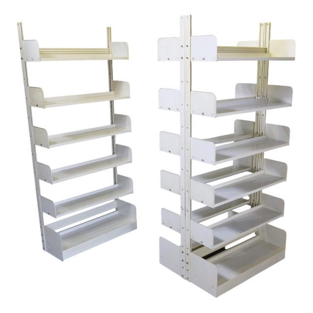 Industrial Shelving Units in White Lacquered Metal from Lips Vago, 1970s, Set of 3 For Sale