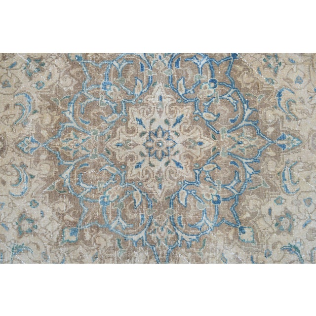 Brown 1970s Vintage Persian Handmade Wool Cotton Light Brown Area Rug For Sale - Image 8 of 11