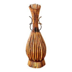 Vintage Boho Bent Bamboo Floor Vase