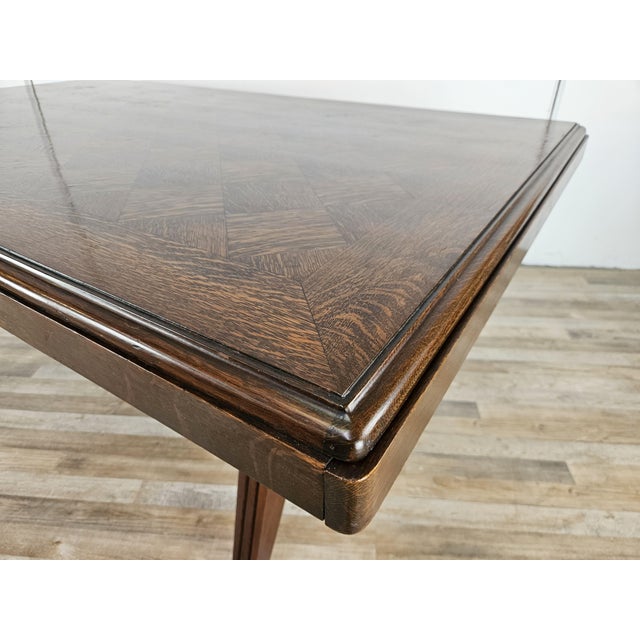 Art Deco Style Geometric Oak Table with Side Extensions, 1950 For Sale - Image 9 of 18