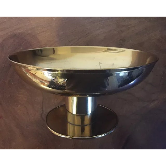 Gold 1930's Austrian Brass Centerpiece Tazza Compote Bowl in the Manner of Tommi Parzinger For Sale - Image 8 of 13