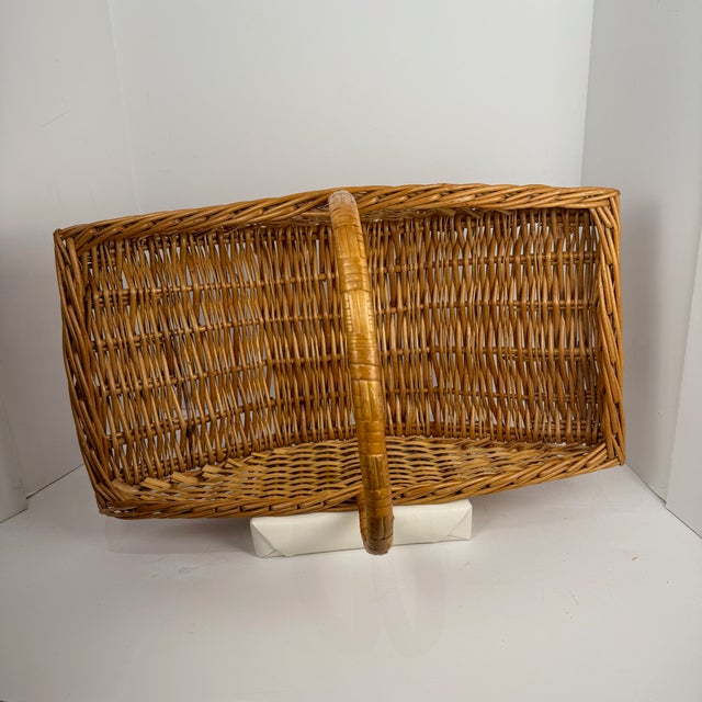 Vintage Woven English Willow/Wicker Garden Basket With Handle For Sale - Image 16 of 18