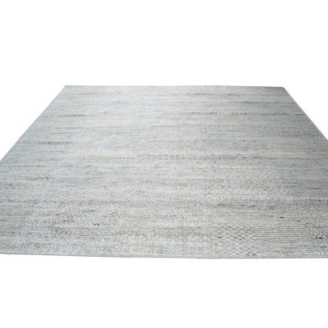 8x10 Green Hand-Knotted Silk Subtle Woven Texture Solid Open Field Carpet Rug For Sale - Image 4 of 6