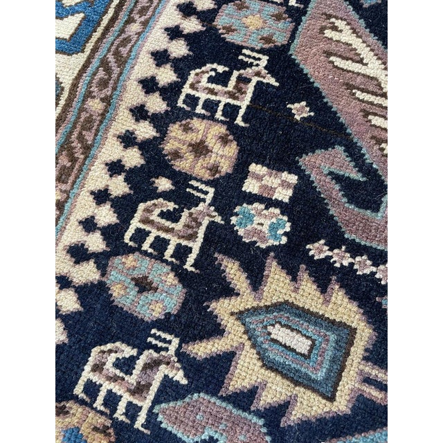 Antique Caucasian Bijov Design Runner Velvety-Wool Rug 4.1 x 9.9 For Sale - Image 4 of 14