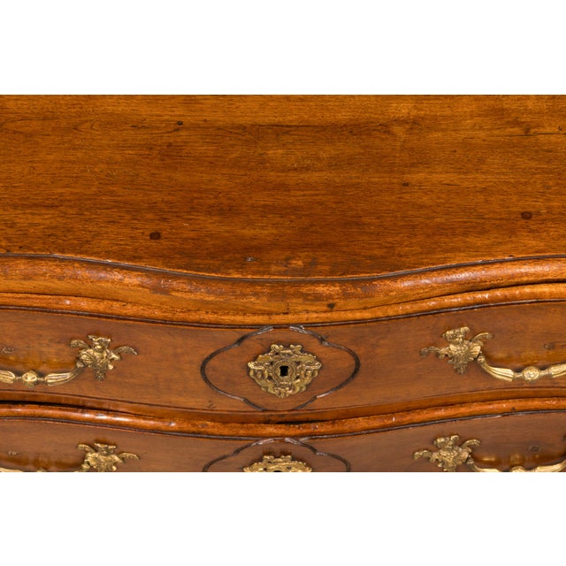 18th Century French Régence Walnut Chest of Drawers With Brass Pulls, Lyon For Sale - Image 4 of 18