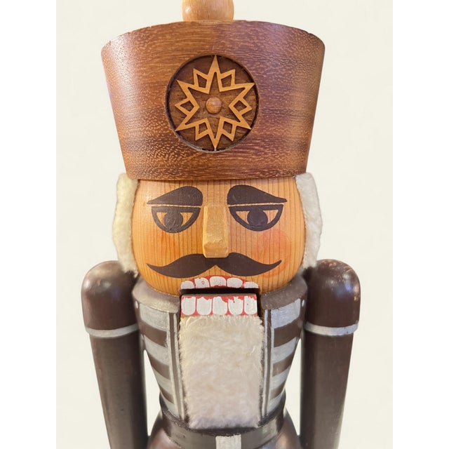 1980s Handmade Nutcracker Christmas Decoration in Wood from Erzgebirge, 1980s For Sale - Image 5 of 7