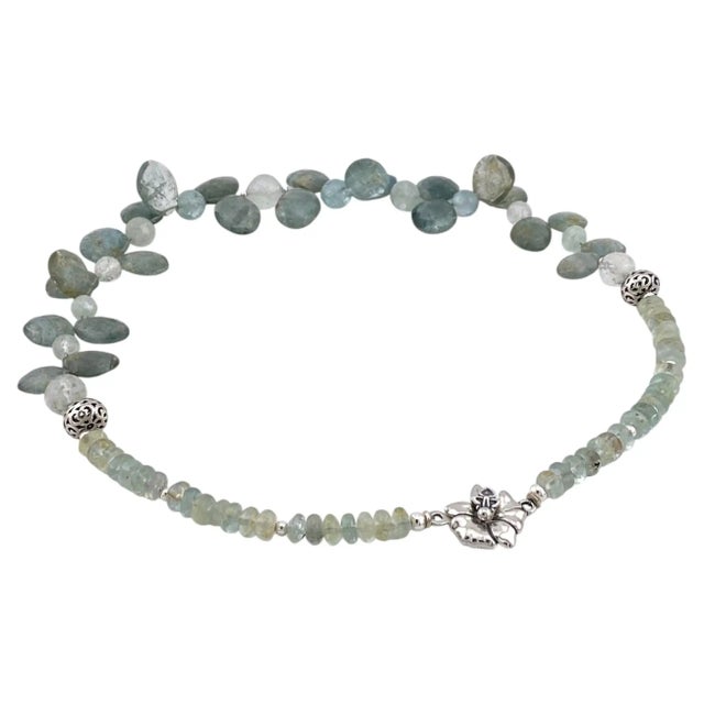 Arts & Crafts Aquamarine and Sterling Silver Laurel Garland Necklace For Sale - Image 3 of 5