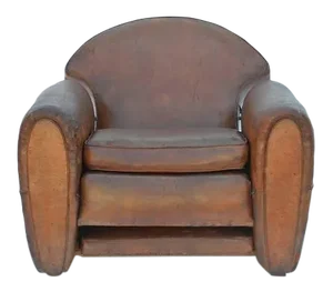 1930s Vintage Leather French Art Deco Adjustable Club Chair