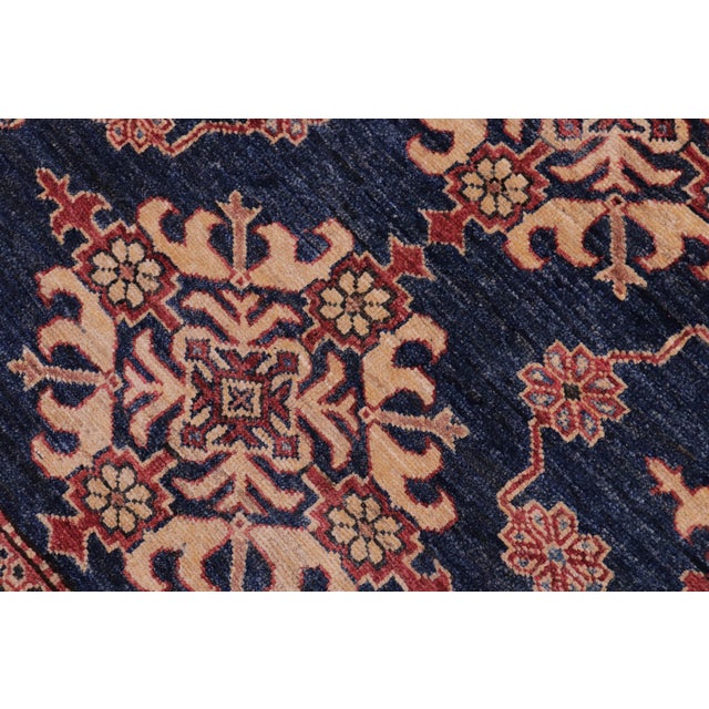 1980s Southwestern Super Kazak Blue/Tan Wool Rug - 4'8'' X 6'1'' For Sale - Image 5 of 10