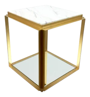 Bungalow 5 Modern Brass Finished and Carrara Marble Abbott Side Table