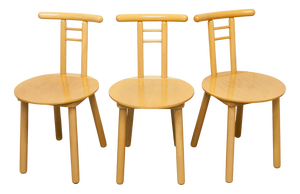 Minimalist Chairs in Light Wood, Italy, 1980s, Set of 3