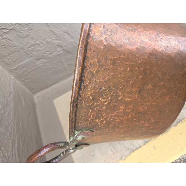 Rustic Extra Large Old Copper Cauldron With Handles For Sale - Image 3 of 14