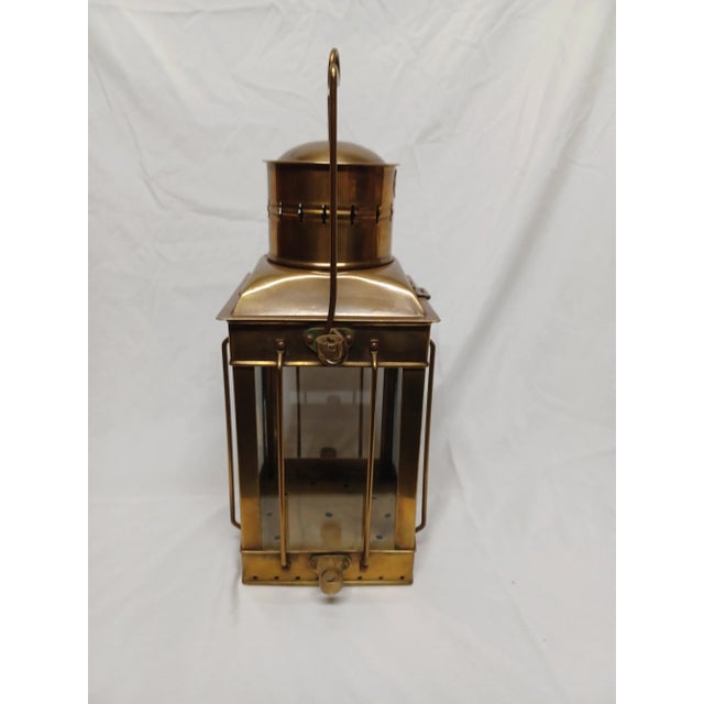 Nautical Vintage Brass Neptune Lantern For Sale - Image 3 of 12