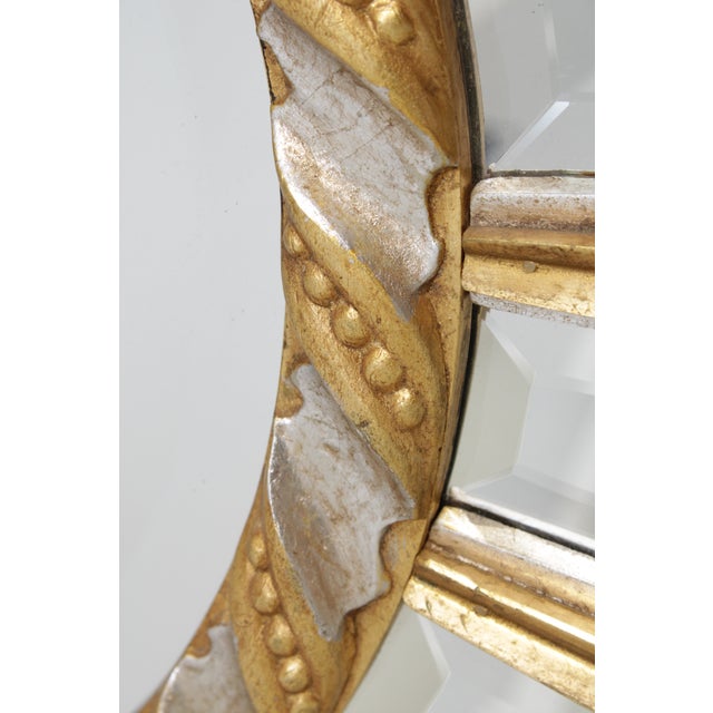 Friedman Brothers Round Modern Sunburst Gold & Silver Mirror For Sale - Image 11 of 13