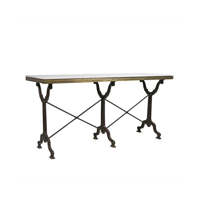 Matthew Izzo Home Iron and Marble Long French Bistro Table. For Sale - Image 4 of 4