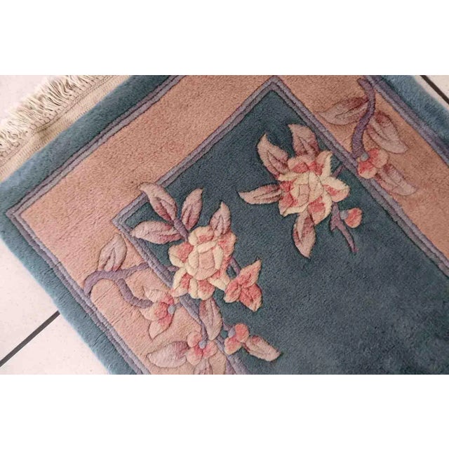 Art Deco 1970s Handmade Vintage Art Deco Chinese Rug 2' X 3.9' For Sale - Image 3 of 10