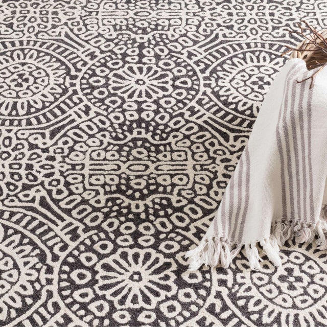 Contemporary Dash & Albert by Annie Selke Temple Charcoal Micro Hooked Wool Rug, 2'6" x 8' For Sale - Image 3 of 6