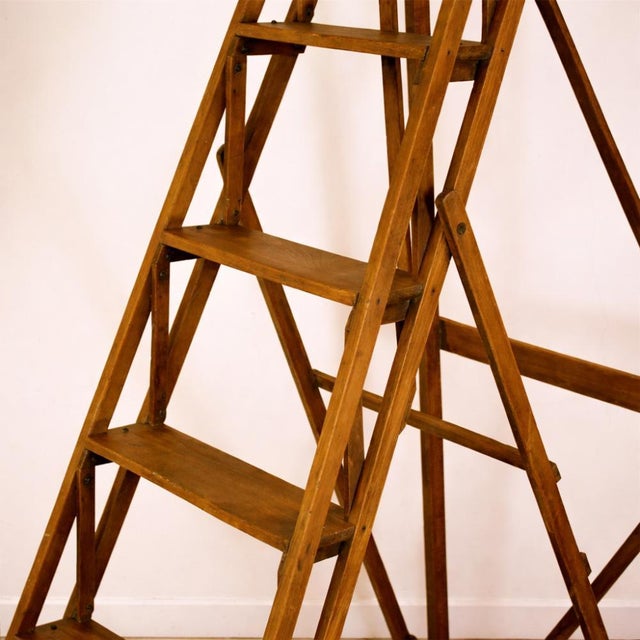 1920s Antique Spanish Wooden Ladder, 1920s For Sale - Image 5 of 7