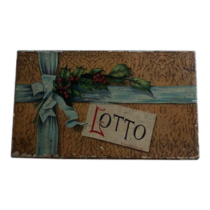 Antique Holiday Lotto Game With Box, Counters, Boards and Numbers
