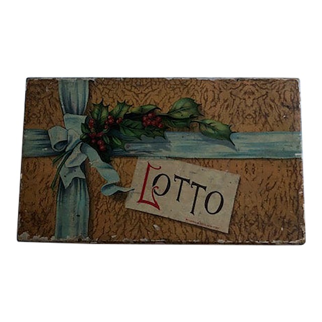 Antique Lotto Game With Box, Counters, Boards and Numbers For Sale