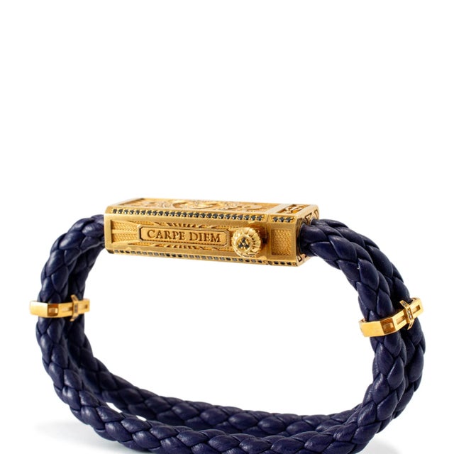 Sword Limited Blue Carpe Diem 18k Yellow Gold Titanium Heart Diamond Bracelet For Sale - Image 4 of 10