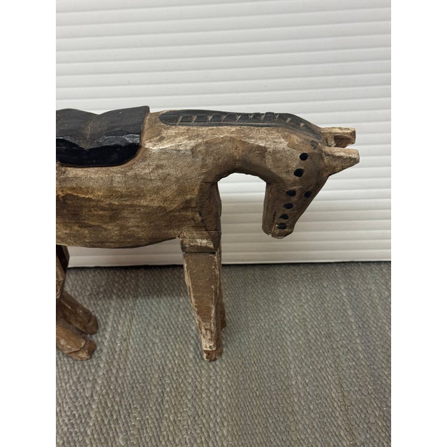 Hand-Carved Wooden Horse Sculpture, Vintage For Sale - Image 9 of 12