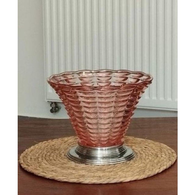 Art Deco Funnel-Shaped Vase in Blown Glass & Chrome Mount, 1920s For Sale - Image 12 of 18