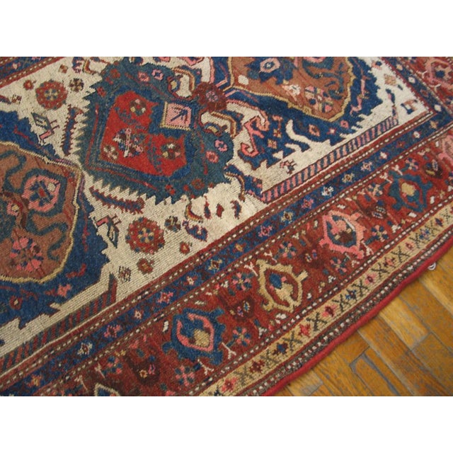 Early 20th Century 1900s Ivory Medallion Tribal Antique n.w. Persian Rug 4' X 10' Handwoven Wool Carpet For Sale - Image 5 of 5