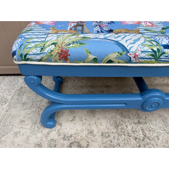 Vintage Hand Painted Chinoiserie Bench For Sale In Savannah - Image 6 of 14