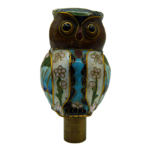 Vintage Brass Cloisonné Owl Lamp Finial
