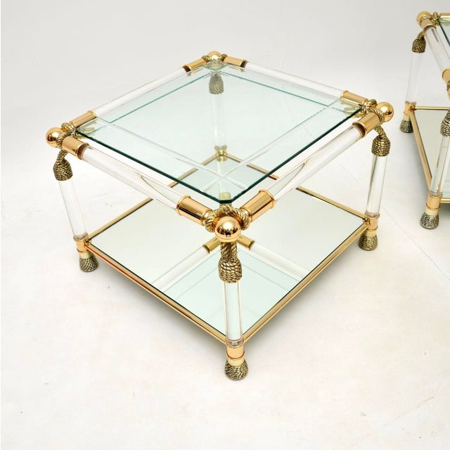 Vintage Spanish Acrylic and Glass Side Tables from Curvasa, 1970s, Set of 2 For Sale - Image 6 of 10