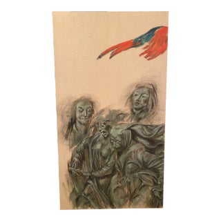 1989 "Death Knoll Over a Green Forest" Expressionist Figurative Oil Painting by Baron Brandenbur For Sale