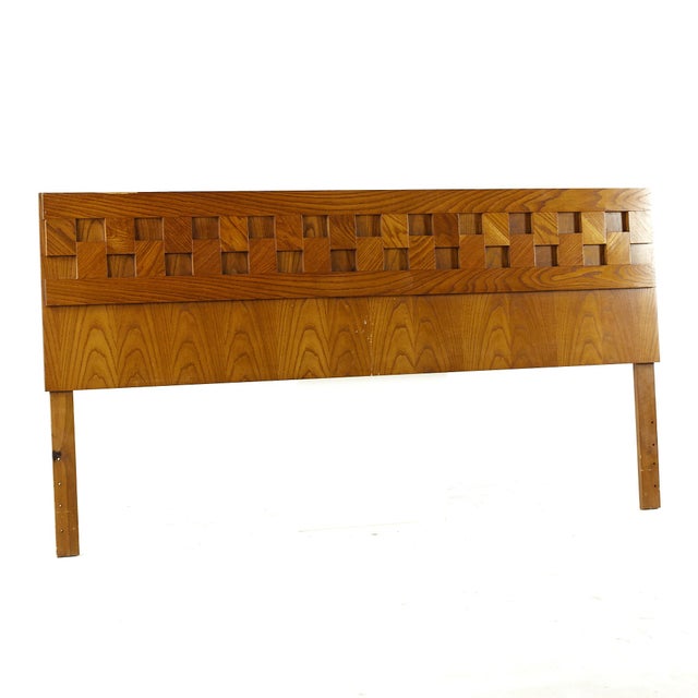 Lane Staccato Brutalist Mid Century Oak King Headboard Chairish