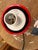 Postmodern Sculptural Table Lamp – MCM Gloss Red Stacked Cylinder Base For Sale - Image 4 of 8