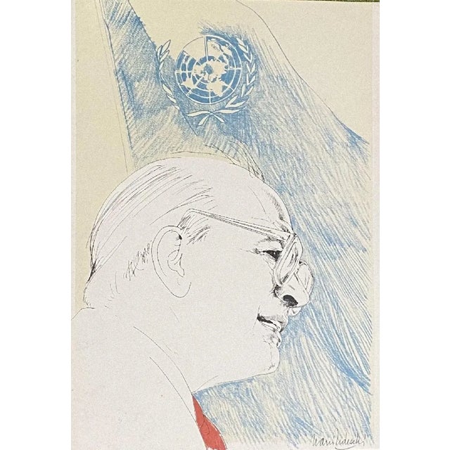 Nani Tedeschi, Craxi at the UN, 20th Century, Lithograph For Sale