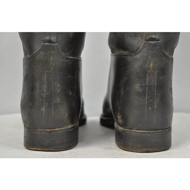 Vintage Maxwell London English Leather Black & Brown Horse Riding Boots W/ Trees For Sale - Image 15 of 18