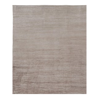 Rug & Kilim’s Oversized Modern Textural Rug in Brown, White and Beige Striae - 14x17 For Sale