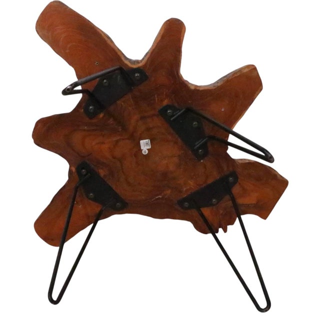 Organic Modern Free Edge Wood Slab Side Table For Sale - Image 9 of 11