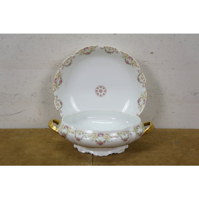 Mid 20th Century 89pc Antique French Limoges T&v Tressemaines Vogt Pink Rose Dinnerware Set For Sale - Image 16 of 17
